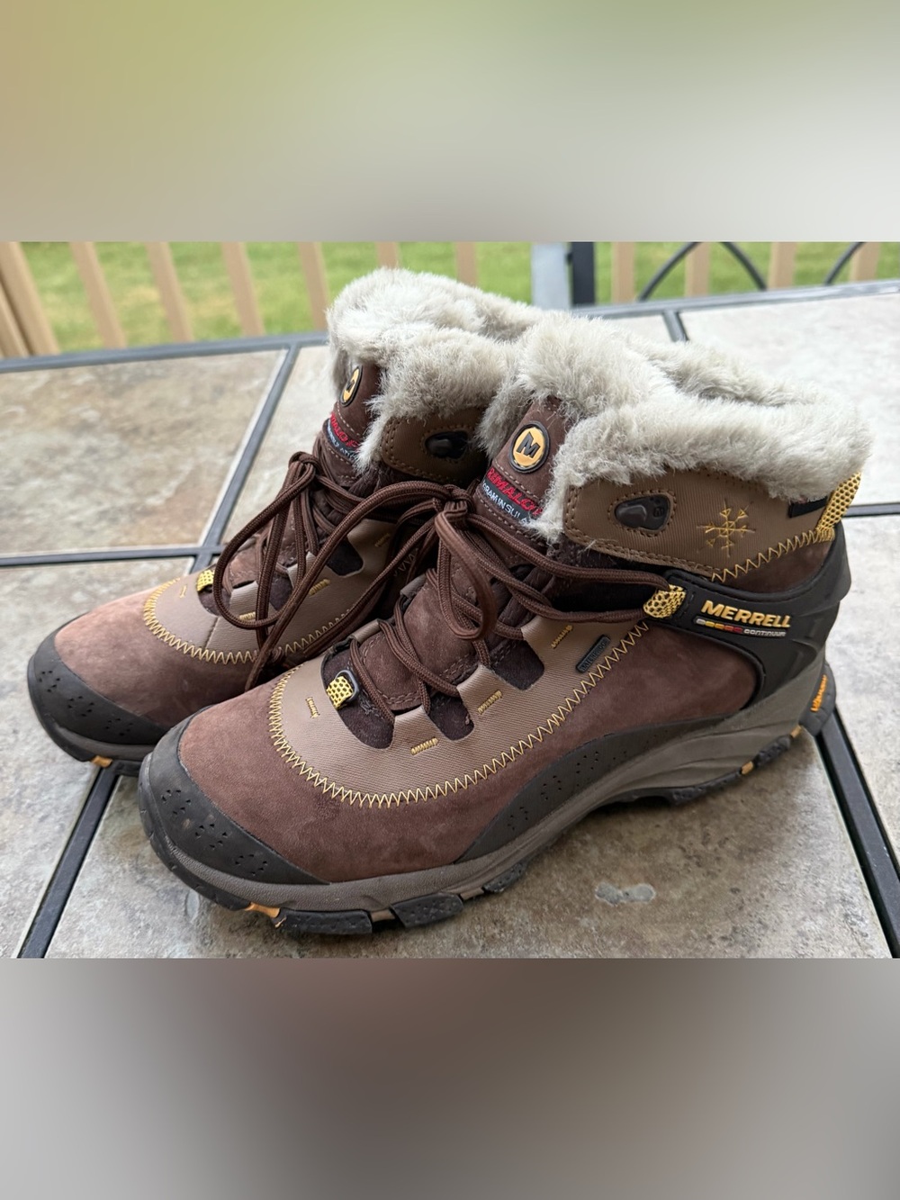 Merrell Yarra Waterproof Winter Boots 9 Brown Vibram Polartec PrimaLoft Women’s